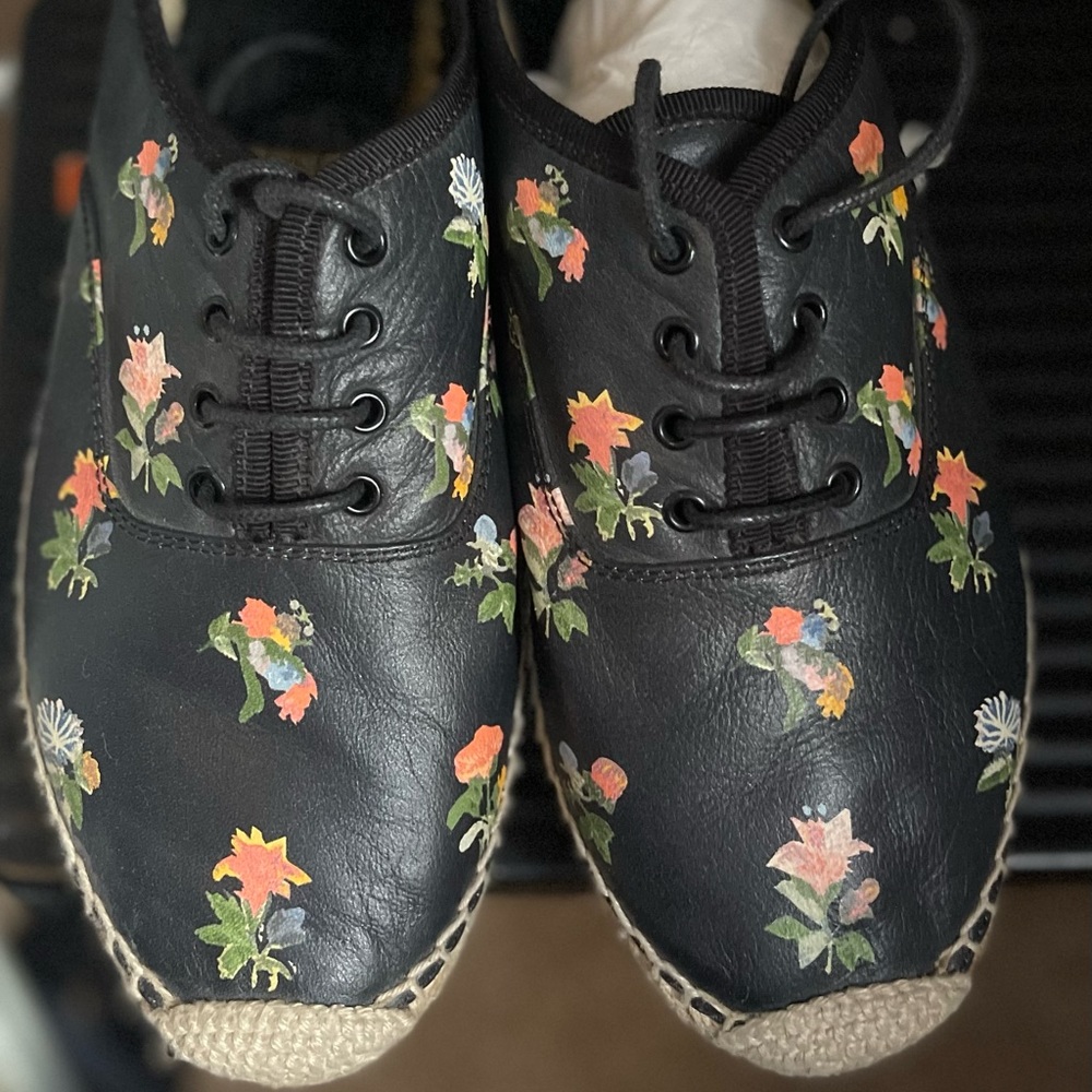 Black Floral Saint Laurent Espadrilles